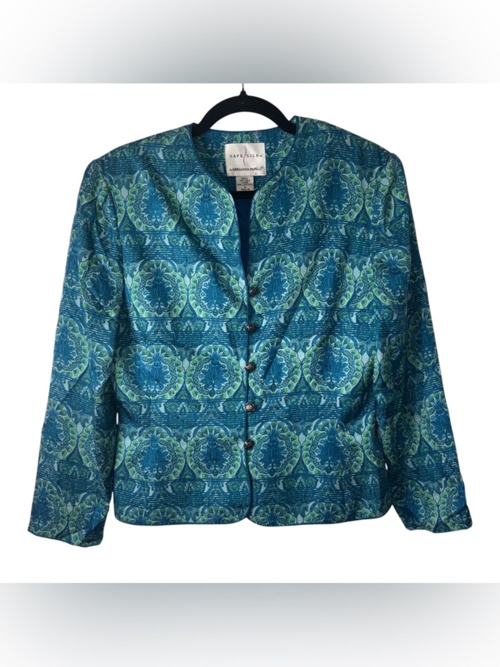 Safe Silk by Adrianna Papell Vintage 100% Silk Paisley Lightweight Blazer Size 6